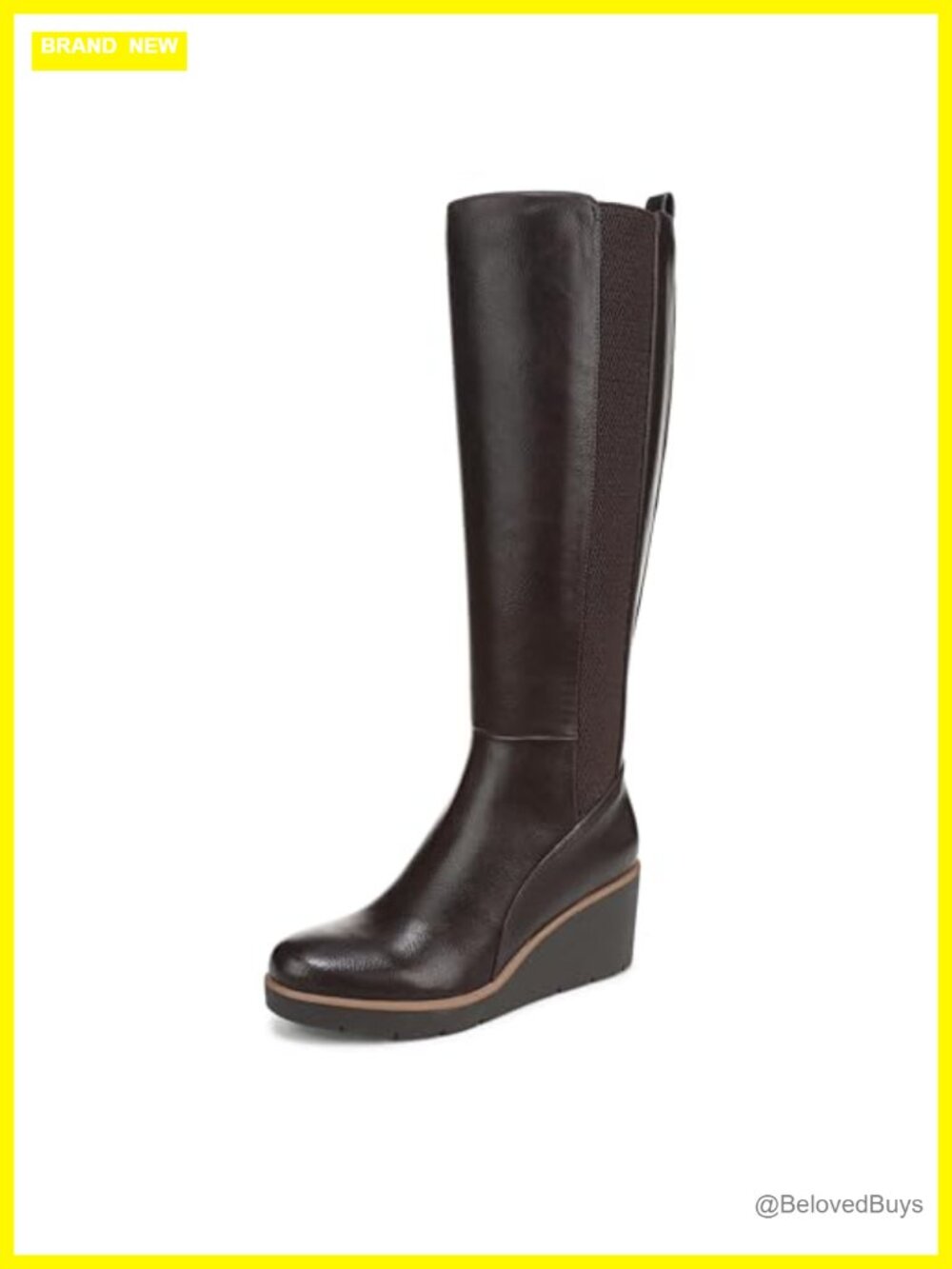 Knee High Platform Wedge Boots with Side Zip and Memory Foam